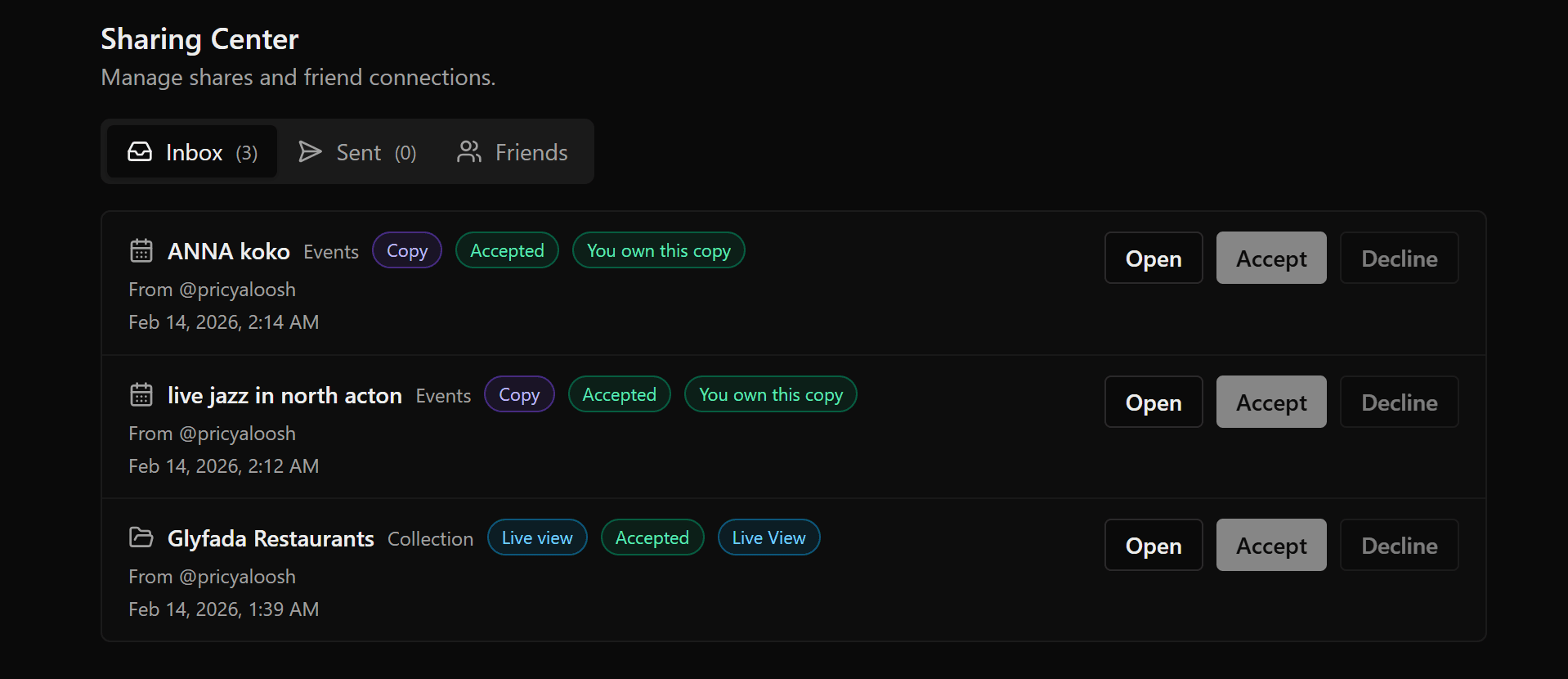 Friends sharing preview